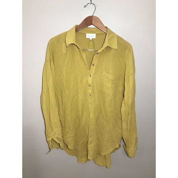 Melloday Gauze Popover Tunic Top Womens Small Long Sleeve‎ Buttons Pocket - Picture 2 of 6